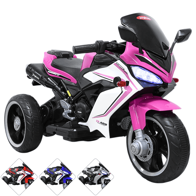 Moto Eléctrica Deportiva para Niños 3 Ruedas Bluetooth Dos Baterias 6V a partir de 3 Años - Rosa