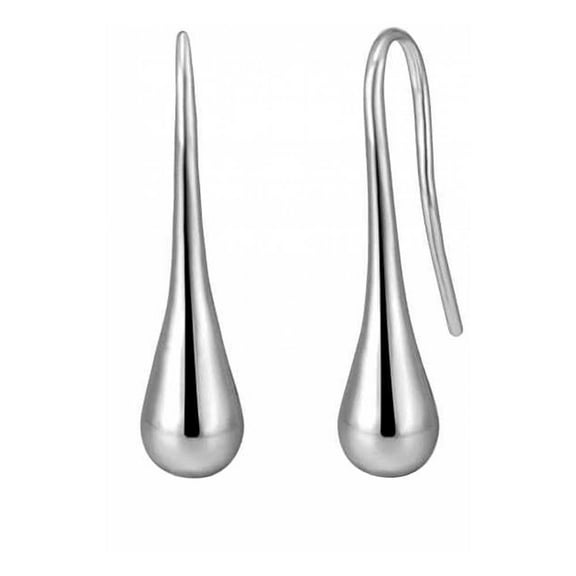 Women's Silver Plated Teardrop Earrings With Fish Hook Closure, Teardrop Earrings, Dangle Drop Earring, Hook Earrings, Long Drop Earrings, Long Earrings For Women, Water Drop Earrings(Silver)
