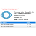 thumbnail image 2 of Thermostat Gasket - Compatible with 1987 - 1994 Plymouth Sundance 1988 1989 1990 1991 1992 1993, 2 of 2
