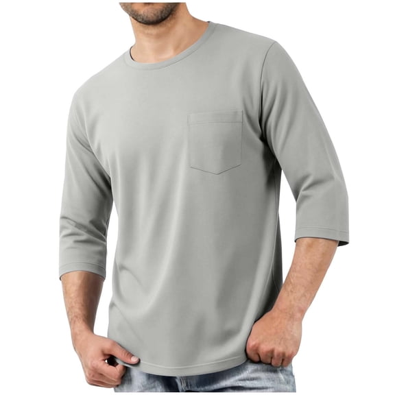 sageysalite 3/4 Sleeve Tops for Men Crewneck Casual Stretch Lightweight Soft Comfy Basic Layer Workout Athletic Shirts