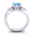 thumbnail image 4 of 2.50 Carat Shiny Round Cut Blue Topaz & Pink Sapphire Gemstone Three Stone Anniversary Ring for her Solid 14K White Gold Size 4 by Diamond-Capitals, 4 of 8