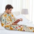 thumbnail image 6 of Daiia Whimsical Fox Floral Garden for Men's Long-Sleeved Pajama Set – Soft & Comfortable Sleepwear Button-Up Pajamas Cozy Lounge Wear-Large, 6 of 7