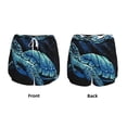 thumbnail image 3 of Pofeuu Ocean Turtle Print Women's Athletic Shorts Running Workout Shorts Tummy Control Quick Dry Gym Shorts with Pockets Double layer sports shorts-Small, 3 of 7