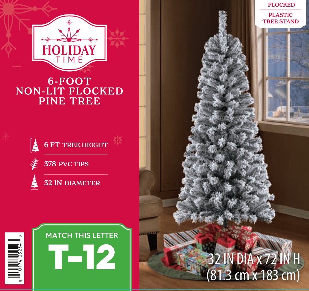 6' Pine Green Flocked Artificial Christmas Tree, by Holiday Time