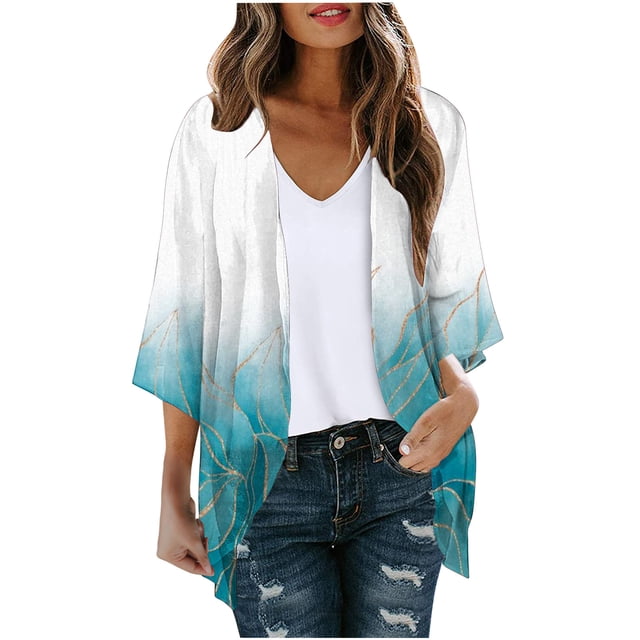 CEHVOM Blouse Décontractée à Manches Longues Imprimée pour Femme avec Poche Cardigan Liquidation