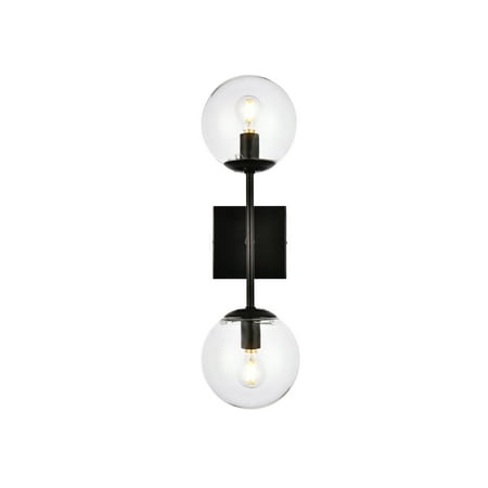 

Neri 2 lights black and clear glass wall sconce