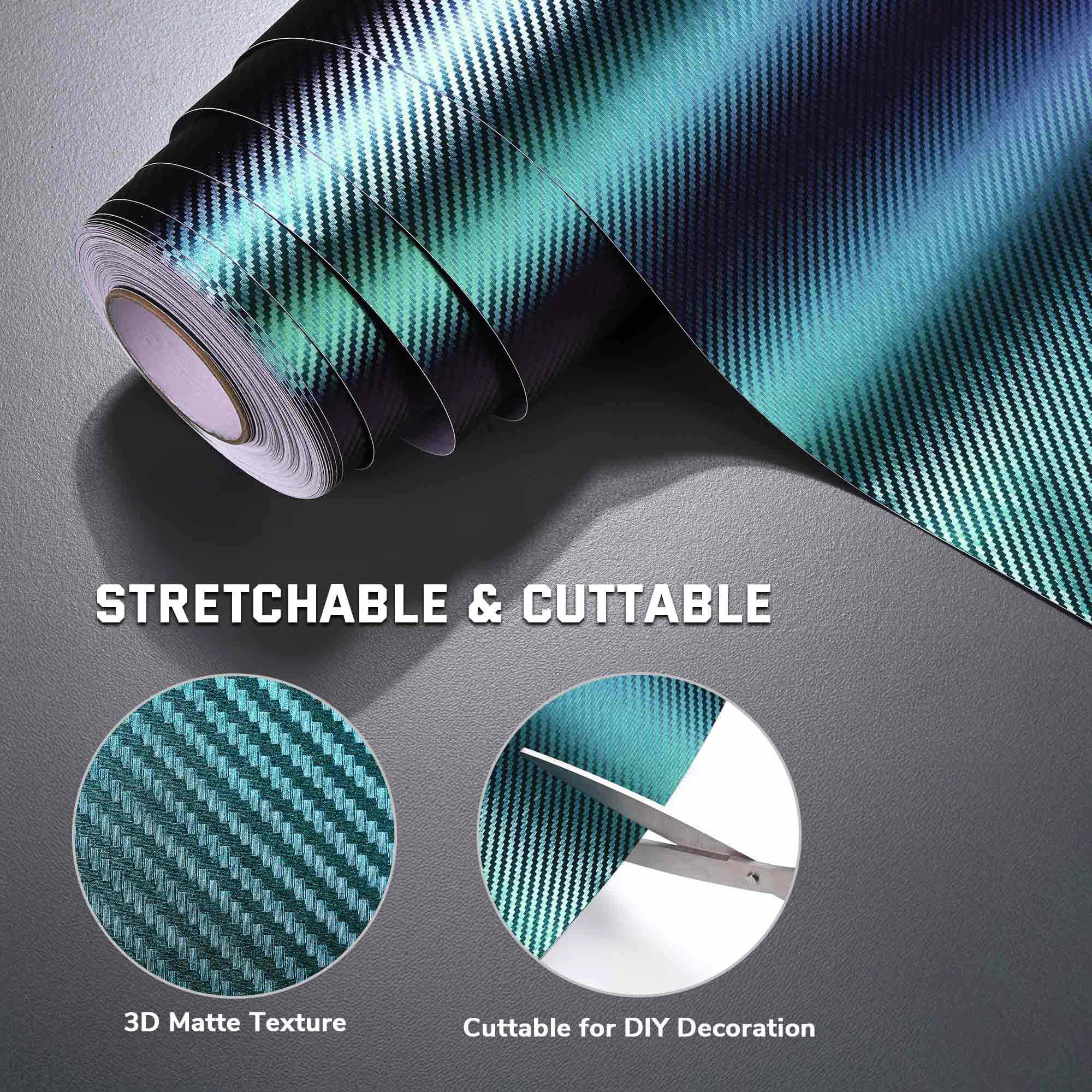 Yescom 5x100 FT 3D Carbon Fiber Vinyl Wrap Film Roll w/ Air Release Chameleon Gradient
