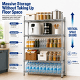 thumbnail image 6 of 5-Tier Wire Shelving Unit, Heavy Duty Adjustable Metal Storage Rack for Pantry,Kitchen & Garage, Stable Chrome Storage Shelves with Leveling Feet,35.5"W x 14"D x 71"H, 6 of 8