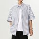 thumbnail image 4 of pstuiky camiseta de hombre, Camisa de manga larga vintage informal con solapa y botones a rayas para hombre ropa de hombre m, 4 of 7