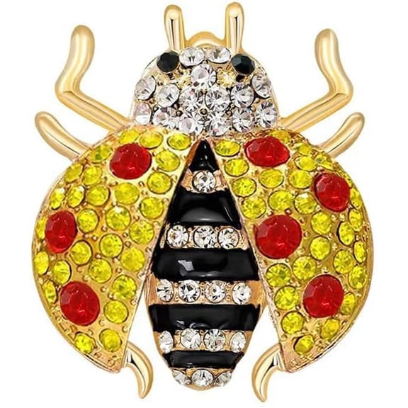 Rhinestone Ladybug Ring for Women Hypoallergenic Gold Plated Cute Beetle Animal Adjustable Open Band Charm Crystal Cubic Zirconia Rings Insect Delicate Personalized Jewelry for Party