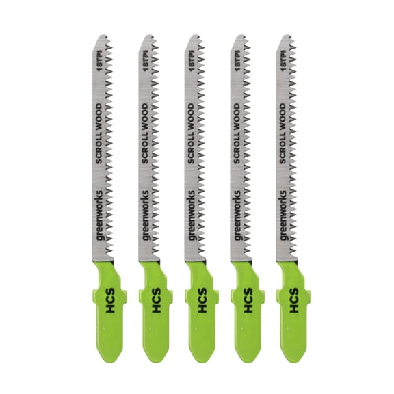 Greenworks 5 Ct 3" 20 TPI HCS Scroll Jigsaw Blades PA53201A1