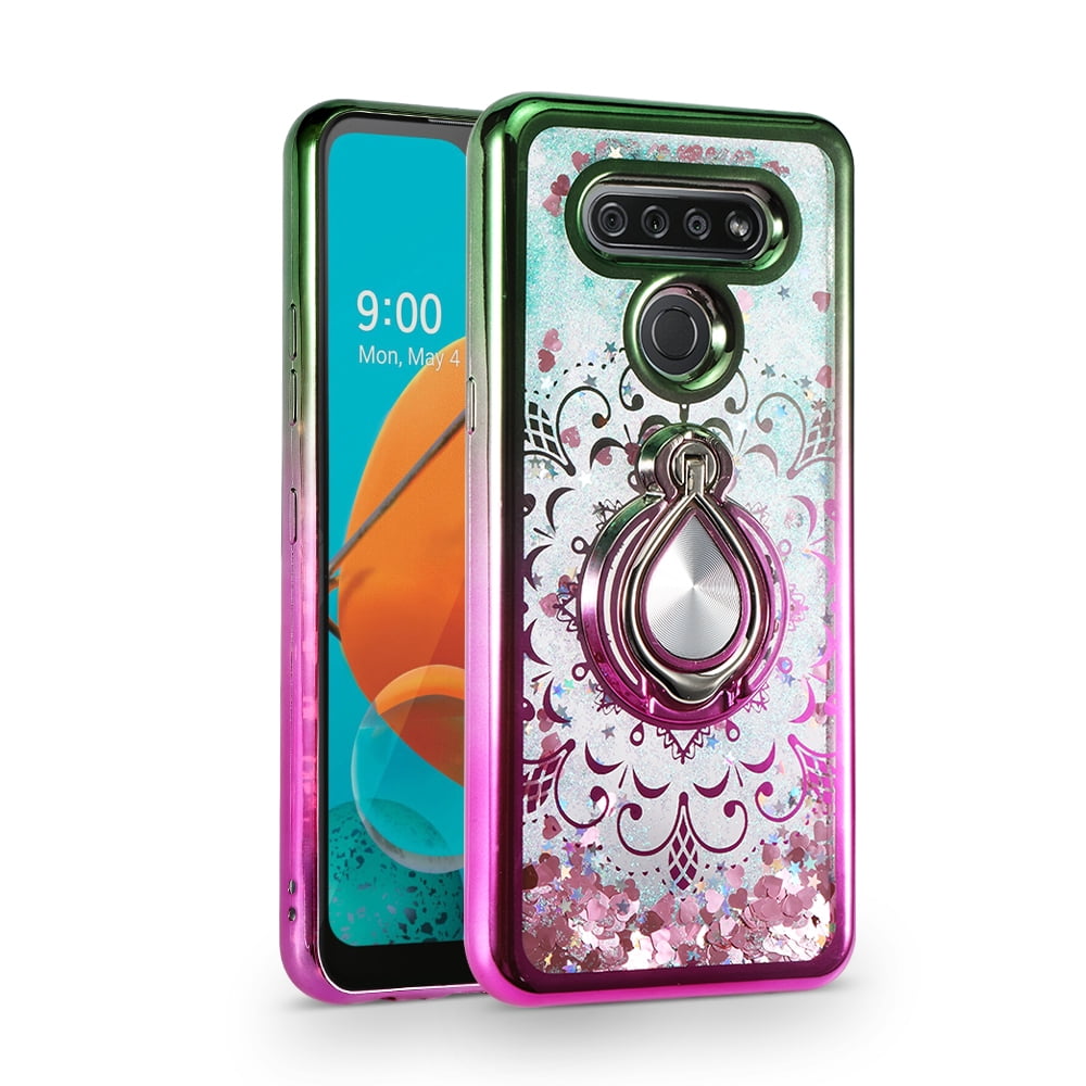 LG K51 Phone Case Slim Kickstand Liquid Glitter Dual Colors Stylish LG