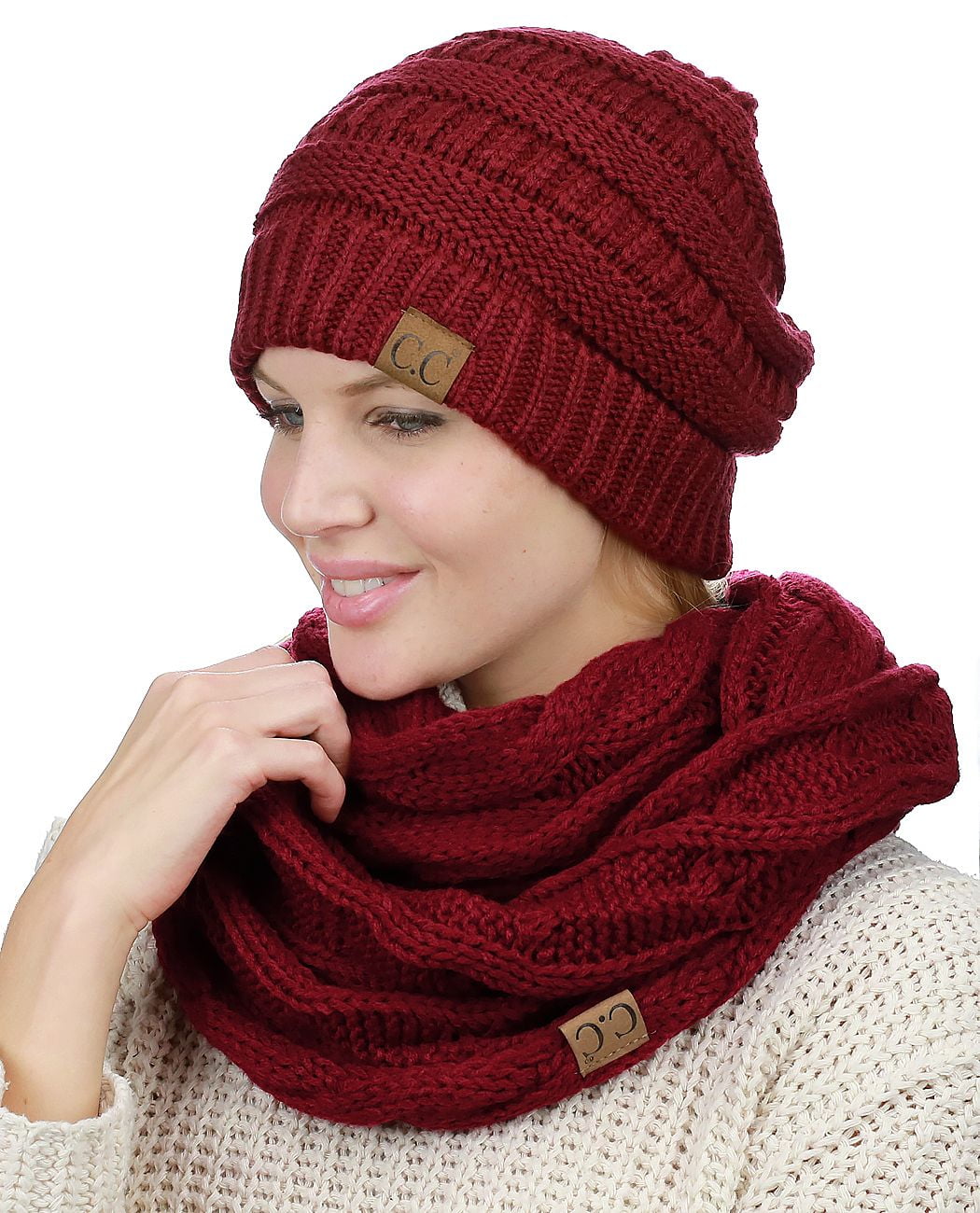 7074H-7074S Kid's Cable Knit Beanie-Scarf Set