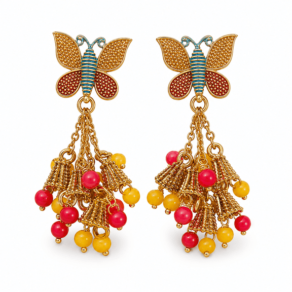 Sweet collection-Butterfly Tassel Drop Earrings for Women Colorful Beaded Dangle Party Fashion Earrings