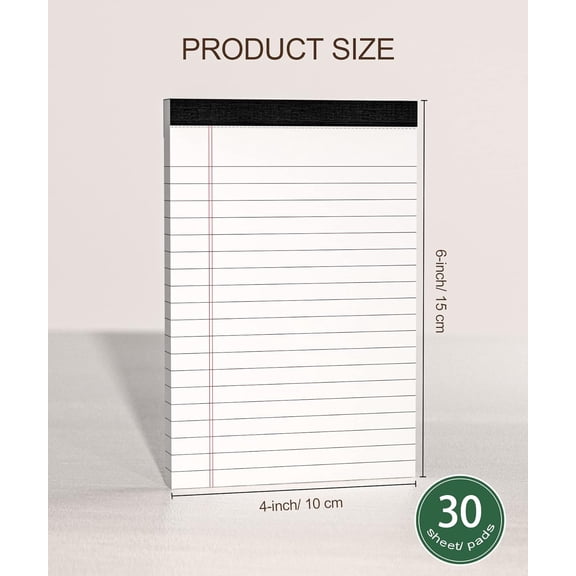 SHILIU-12 Pack Note Pads 4x6 Inch, White Mini Legal Pads, Small Writing Pads, Notepads of College Ruled Paper, Lined Paper Pads, Scratch Pads Mini Notepad for Grocery List, To-Do List, 30 Sheet/Notep