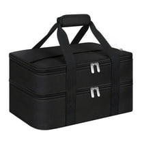 Double Insulated Casserole Carrier - Portable Hot & Cold Food Lunch Tote, Lasagna Carrier for Potluck Parties, Fits 9" x 13" Baking Dish, Black