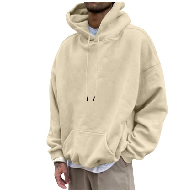 pstuiky Camisas de invierno de manga larga para hombre, Sudadera con capucha deportiva de manga larga para hombre, estilo relajado y liso tops de invierno para hombre xxxl