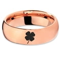 thumbnail image 2 of Tungsten Lucky Charm Four Leaf Clover Band Ring 7mm Men Women Comfort Fit 18k Rose Gold Dome Polished, 2 of 4