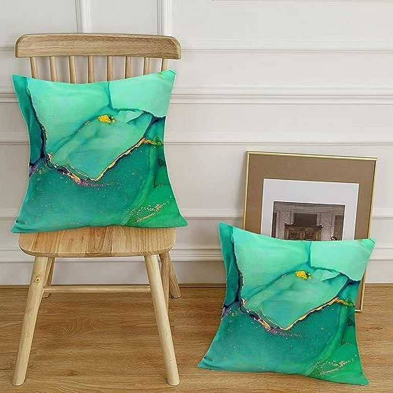 Blue Abstract Pillow Covers 20x20 Inch Set of 2 Bright Cobalt Blue Green and Gold Art Pillows Cover Decorative Throw Pillowcase Modern Farmhouse Living Room Decor Home Cushion Couch Sofa Walmart
