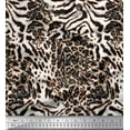thumbnail image 1 of Soimoi Rayon Fabric Leopard & Tiger Animal Skin Printed Fabric 1 Yard 56 Inch Wide, 1 of 3