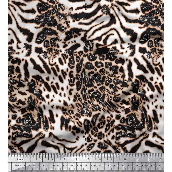 Soimoi Velvet Fabric Leopard & Tiger Animal Skin Print Sewing Fabric Yard 58 Inch Wide