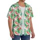thumbnail image 2 of Balery Flamingo And Monstera Camisa Casual de Manga Corta con Botones para Hombre, Texturizada, Estilo Cubano, para Playa, Verano-Small, 2 of 5