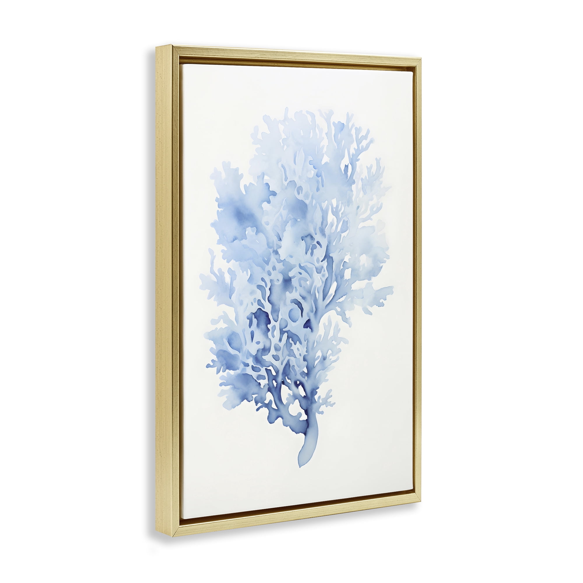 Stupell Industries Indigo Coral Impression Animals & Insects Painting Gold Floater Framed Canvas Art Print Wall Art, 21 x 31
