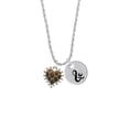 thumbnail image 2 of Delight Jewelry Two-tone Enamel Giraffe Print Heart Silvertone Script Initial Disc - & - Charm Necklace, 20"+3", 2 of 4