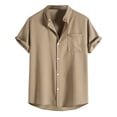 thumbnail image 2 of Mens Short Sleeve Shirt Casual Stand Collar Tops, 2 of 6