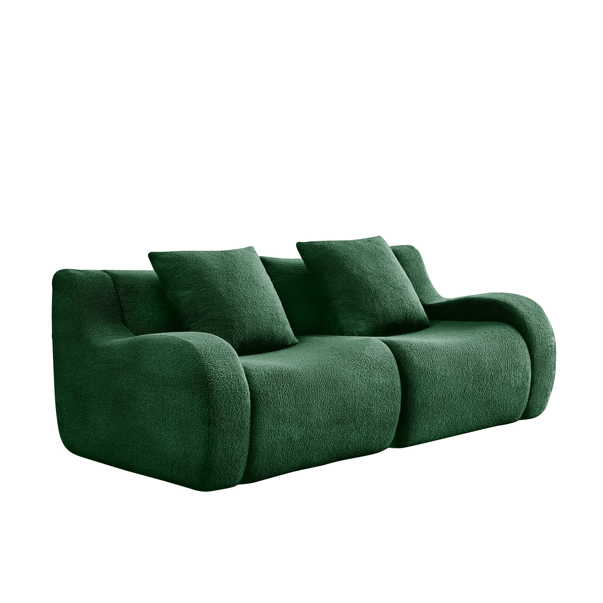Aukfa 83" Boneless 2-Seater Modular Loveseat Sectional Sofa, 27.5" Deep Seat, Teddy, Green