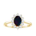thumbnail image 4 of Rosec Jewels Princess Diana Inspired Ring for Women, Oval Black Opal Ring with Diamond Halo, 18K Yellow Gold, US 5.00, 4 of 9