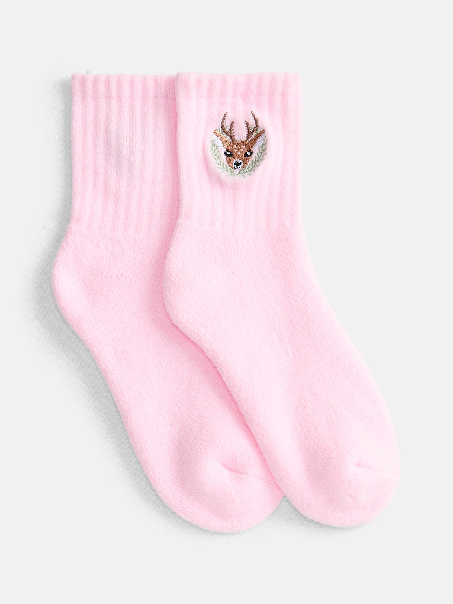 No Boundaries Women's Cozy Mid Crew Socks, 2 Pack, Shoe Sizes 4-10