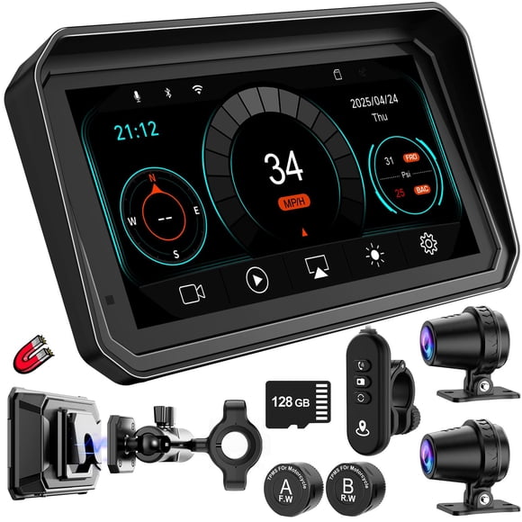 GPS para motocicleta LBW MT600 Pro con pantalla táctil de 6" y doble cámara