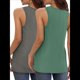 thumbnail image 3 of Paquete de 2 Camisetas Sin Mangas para Mujer, Blusas Informales Holgadas con Cuello en V para Vacaciones en la Playa. Gris y Verde S, 3 of 6