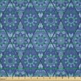 thumbnail image 2 of Ambesonne Blue Mandala Fabric by the Yard Microfiber, Rhombus Floral Boho, 2 Yards, Royal Blue Lavender, 2 of 4