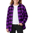 thumbnail image 2 of Tiijoy Girls Long Sleeve Button Up Shacket Casual Flannel Shirt Jacket, Purple, Sizes 4-14, 2 of 5