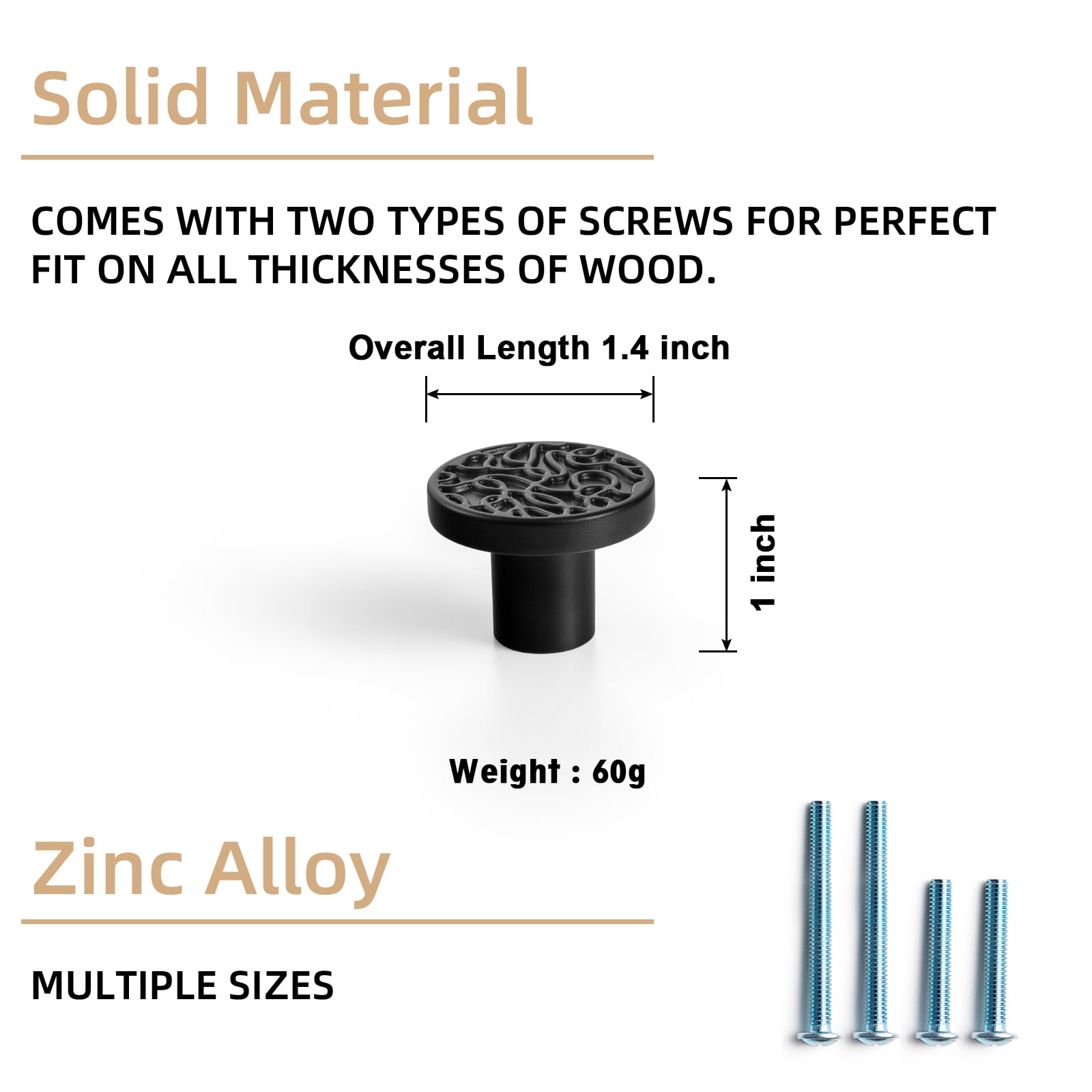 Goo-Ki 12 Pack Matte Black Cabinet Drawer Knobs, Zinc Alloy Cabinet Handles Hardware for Dresser,Wardrobe,Cupboard (2057)