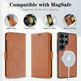 thumbnail image 4 of Compatible with Magsafe 2 in 1 Detachable Samsung Galaxy S23 Ultra Wallet Case with Card Holder,Women Men Magnetic PU Leather RFID Blocking Flip Folio Kickstand Credit Slots Phone Cover,Brown, 4 of 9