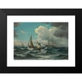 thumbnail image 2 of Vilhelm Bille 14x11 Black Modern Framed Museum Art Print Titled - Fishing Boat and Steam Sailor on a Moving Lake (1880), 2 of 5