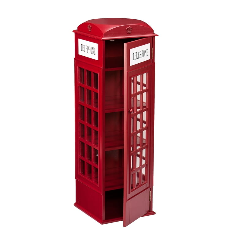 Southern Enterprises Phone Booth Storage Cabinet Burgundy Red