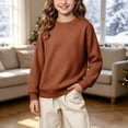 thumbnail image 5 of Lutiedan Boys Girls Knitted Sweaters Teen Crew Neck Long Sleeve Pullover Fall Winter Casual Uniform Sweaters Size 5-16,Brown, 5 of 7
