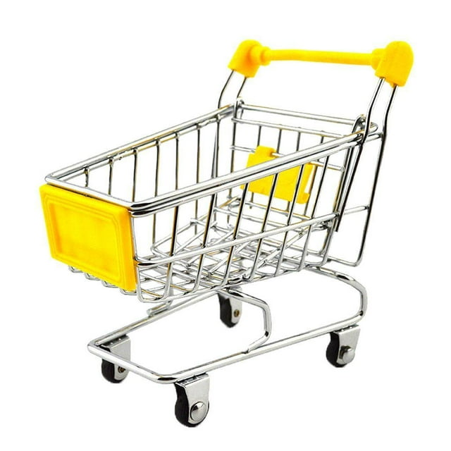 Shopping Cart Supermarket Handcart Trolley with Yellow