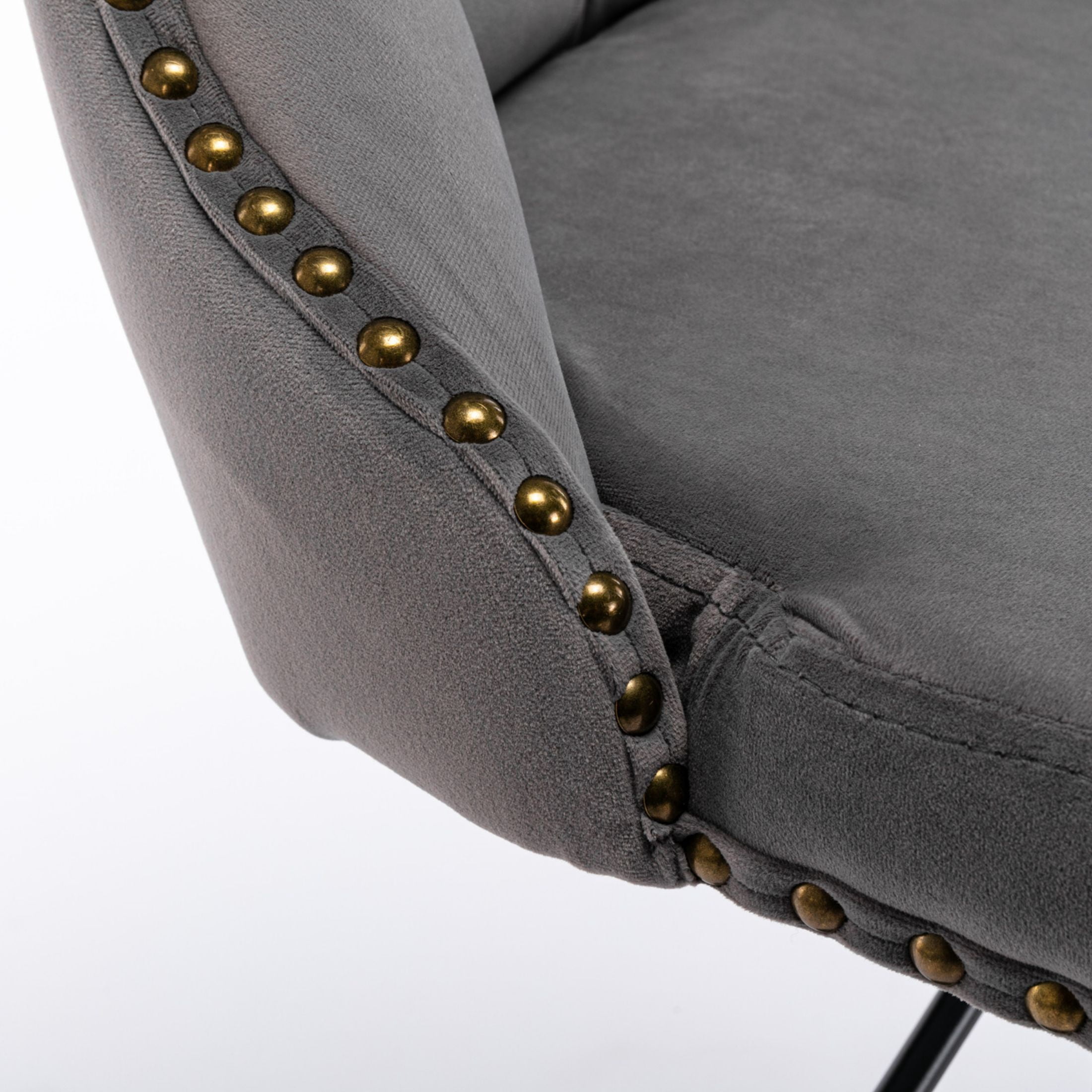 PORKISS Bar Stools, Velvet Adjustable Swivel Barstools with Back Set of 2, Modern Upholstered Kitchen Island Chairs with Tufted for Home Bar, Gray