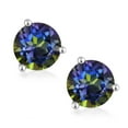thumbnail image 2 of Gem Stone King 10K White Gold Blue Mystic Topaz 3 Prong Martini Screw Back Stud Earrings for Women Men (4.00 Cttw, Gemstone Birthstone, Round 8MM), 2 of 4