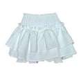 thumbnail image 4 of GEWSEY Women's Pleated Skater Skirt Basic Casual High Waisted Ruffles Flared Mini Lingerie Skirts (White, M), 4 of 9