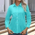 thumbnail image 6 of GigrtiJin Fall Women Plus Size Button down Tops Long Sleeve Lapel Round Neck Blouses Solid Color Loose Basic Shirts, 6 of 8