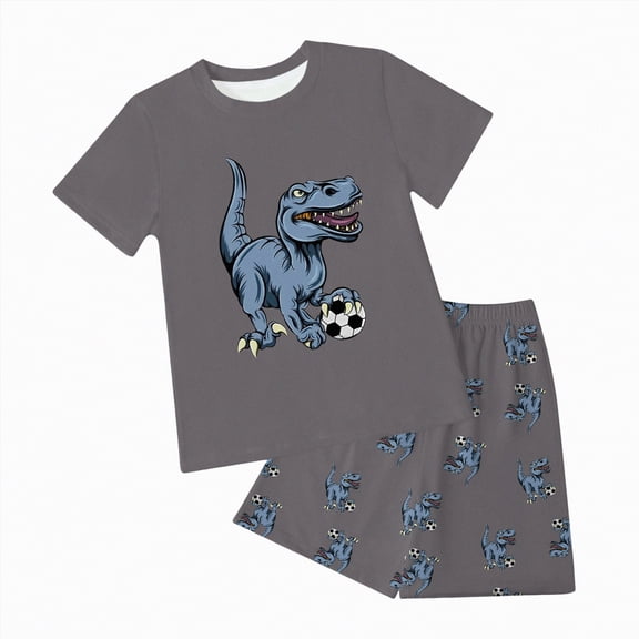 NOLDARES Toddler Boy's 2 Piece Summer Outfits Color Block Short Sleeve Shirt and Track Shorts Sets(Dark Gray,7-8 Years)