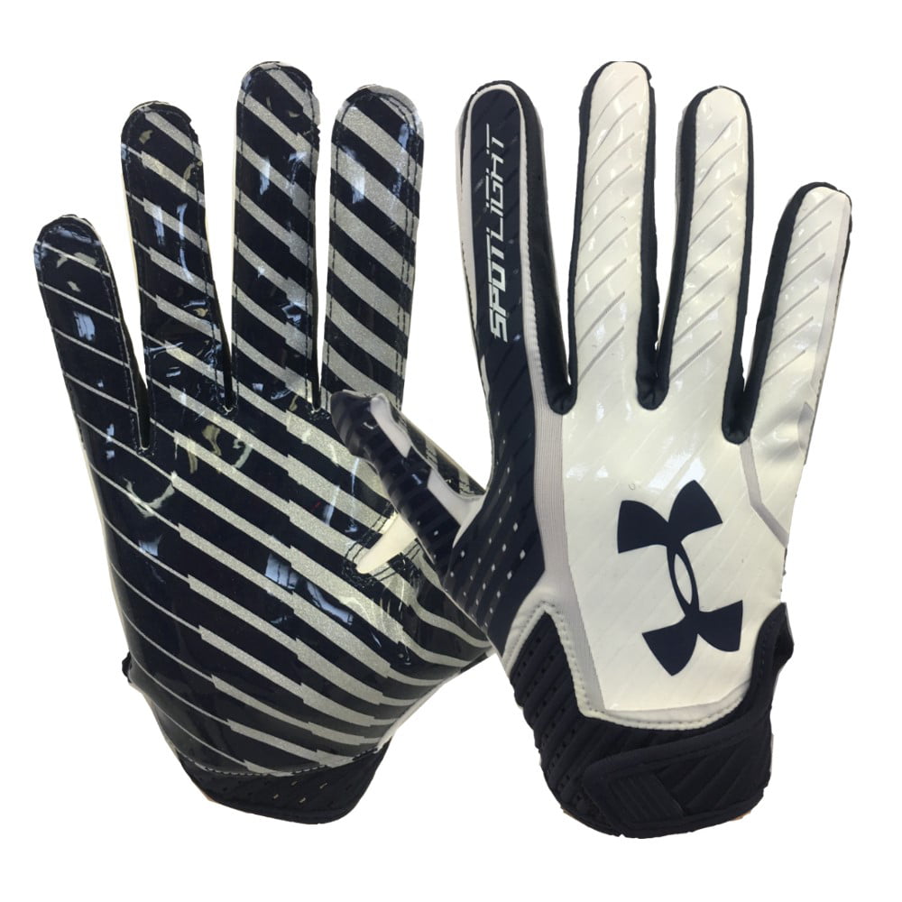 NewUnder Armour Spotlight Football Gloves LG Wide Receiver Mens White Glue Grip 
