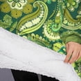 thumbnail image 3 of Oversized Wearable Blanket Hoodie,Green Pioneer Flower and Paisley Pattern Sherpa Blanket Hoodie with Super Pockets,Super Warm Fuzzy Pullover for Women & Men, 3 of 6
