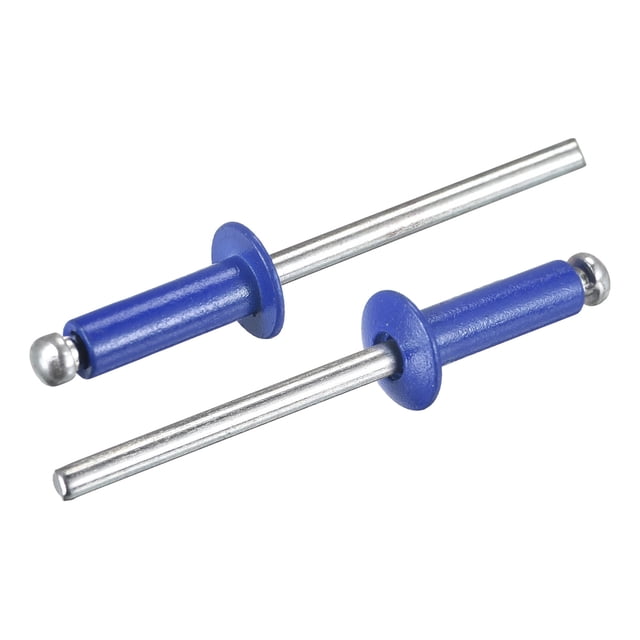 Unique Bargains Rivets Aveugles à Tête Ronde Plate en Aluminium de 4 Mm x 12 Mm, Pack de 200 Bleu